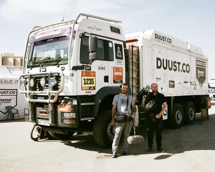 DUUST Rally Team service truck and crew at the bivouac